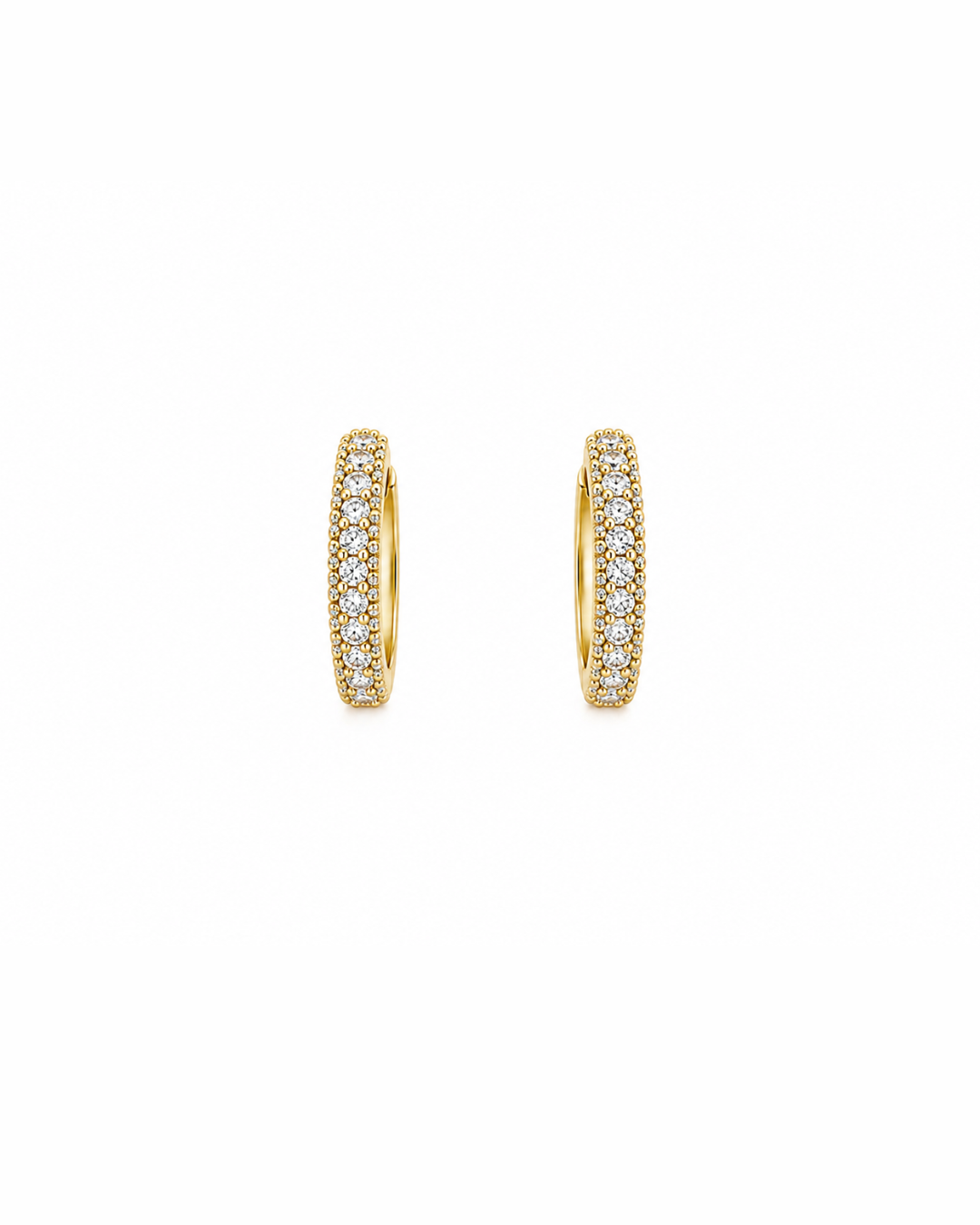 Golden diamond studded thin hoops