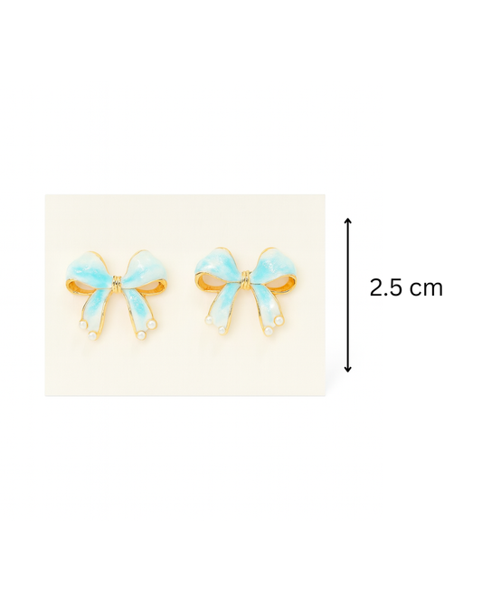 Blue bow studs
