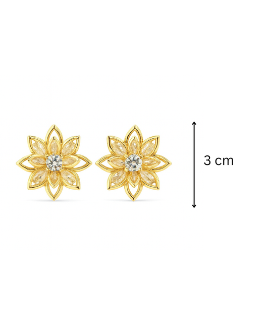 Golden flower studs - Anti Tarnish