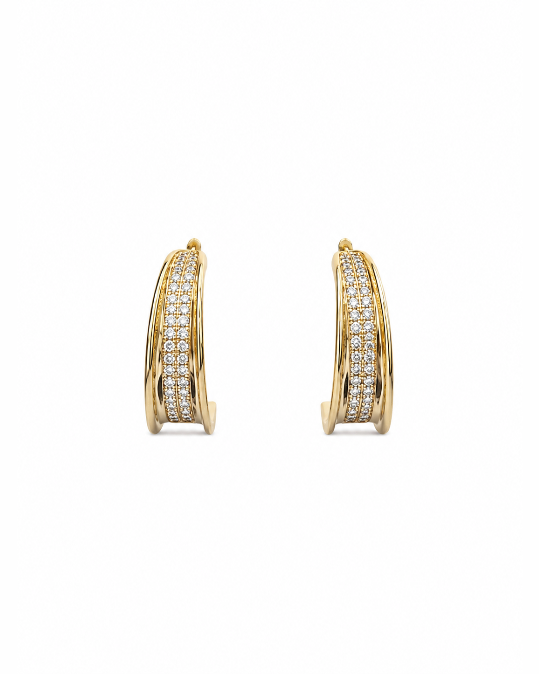 Golden diamond studed hoops