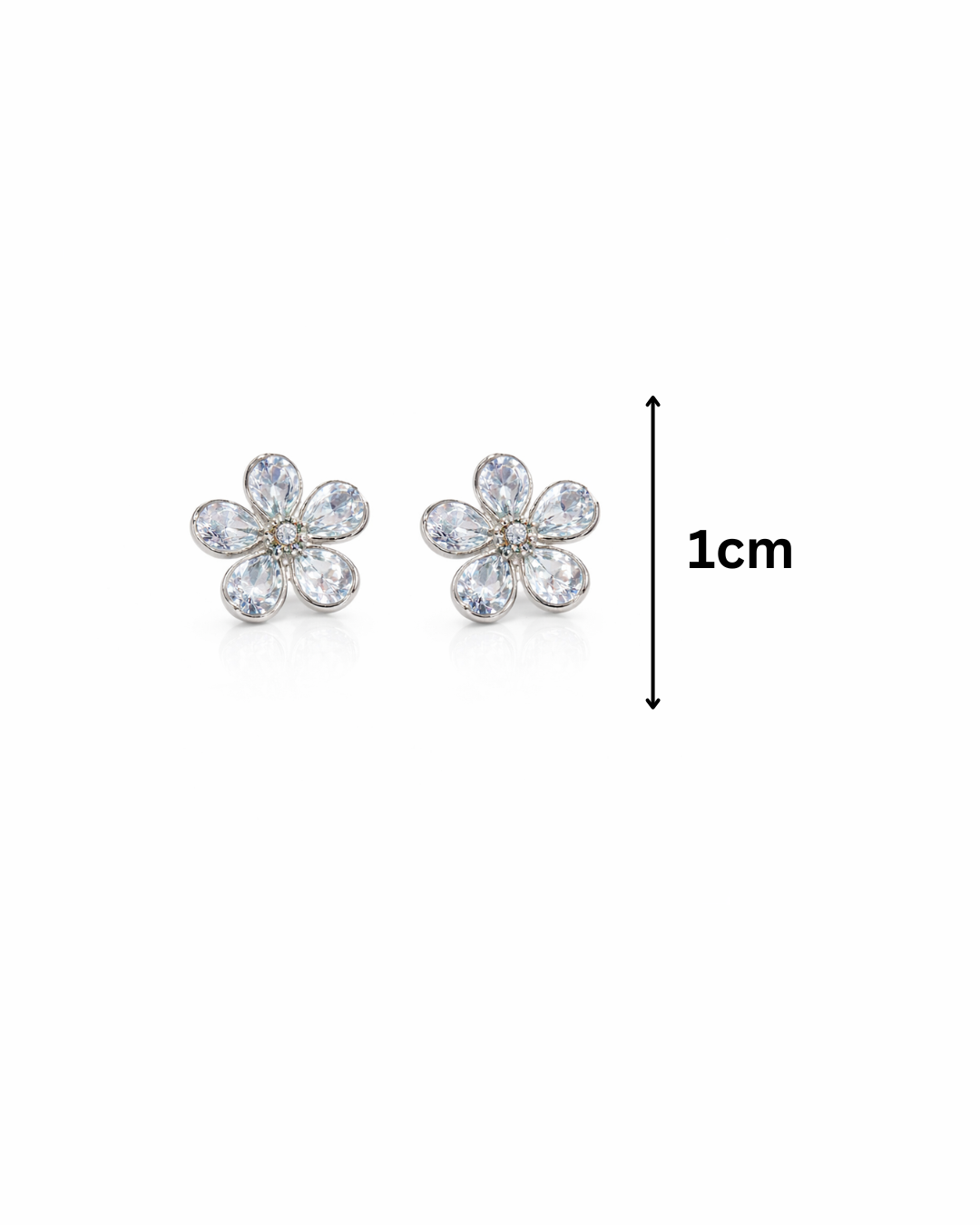White crystal flower studs
