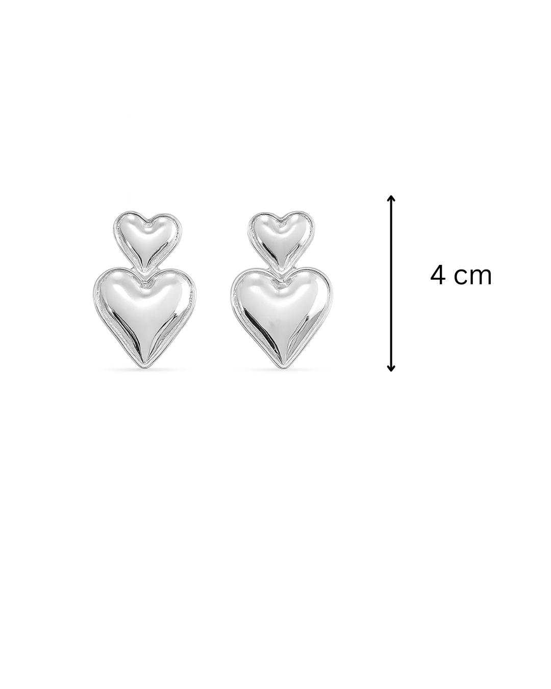 Silver double hearts earrings