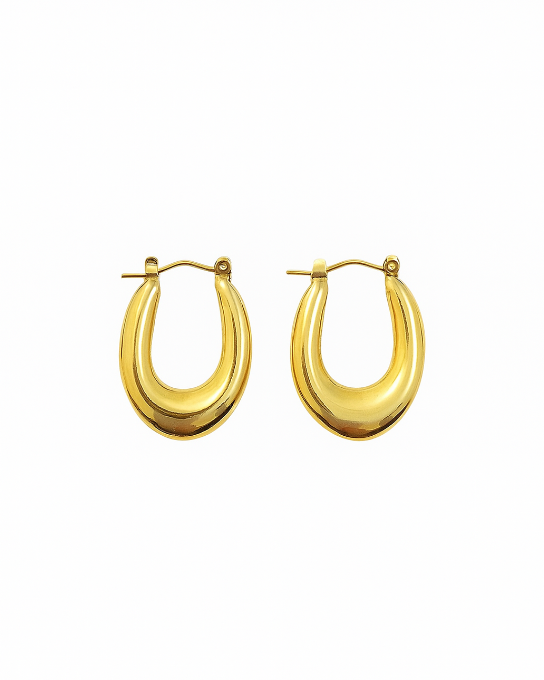 Golden oval hoops - Anti tarnish
