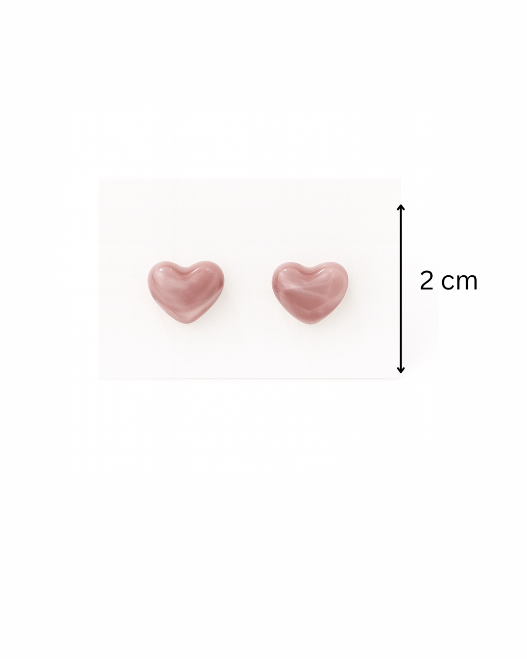 Pink cat eye heart studs