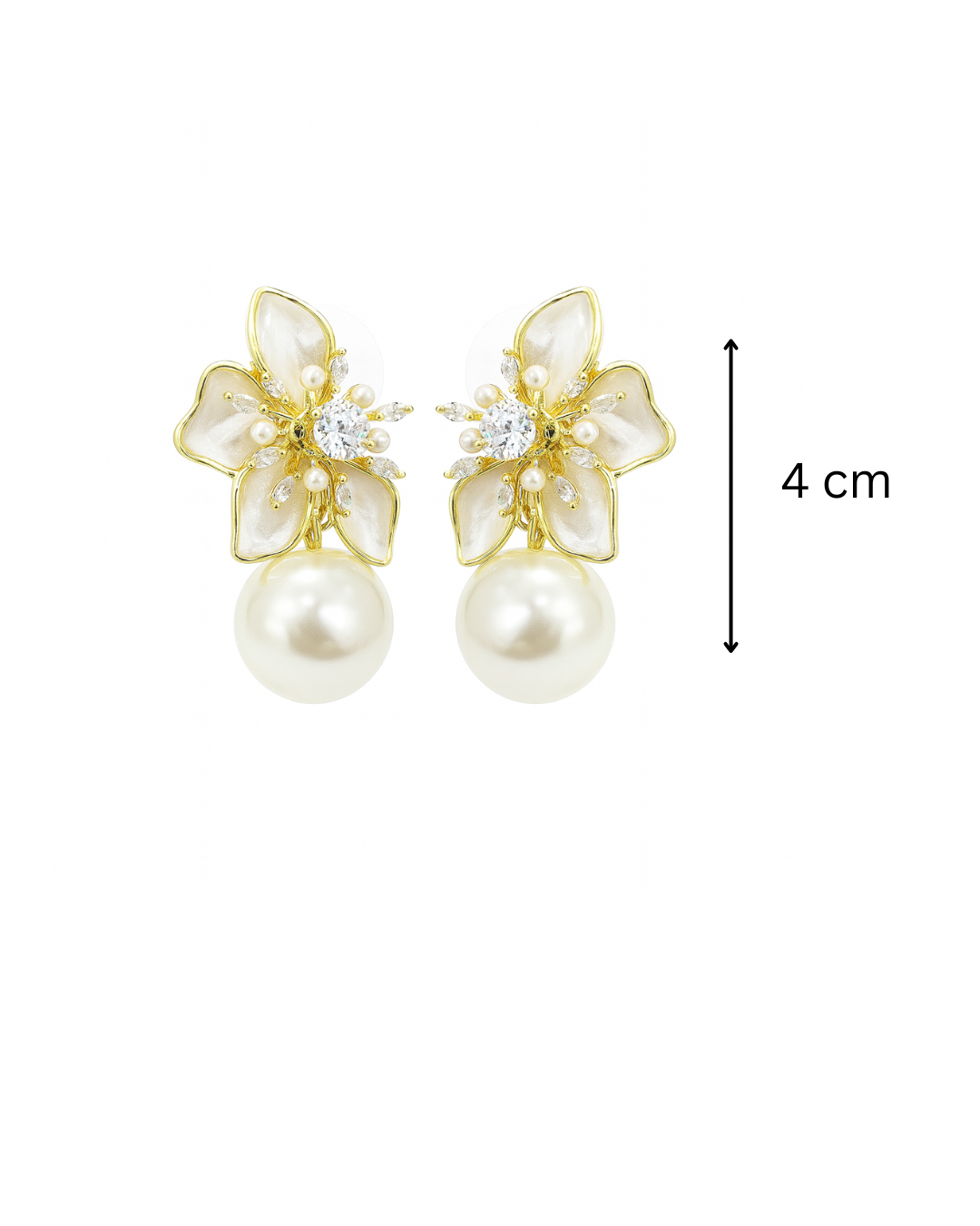 Half flower pearl studs
