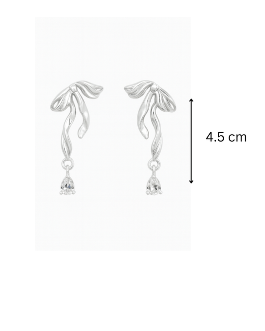 Silver bow danglers