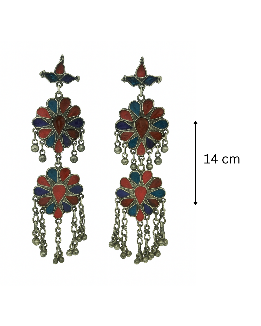 Multi layer Multi colour long oxidised danglers