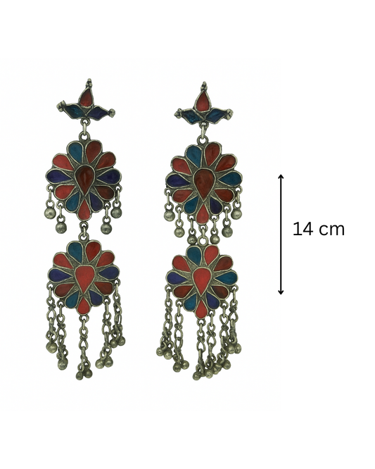 Multi layer Multi colour long oxidised danglers