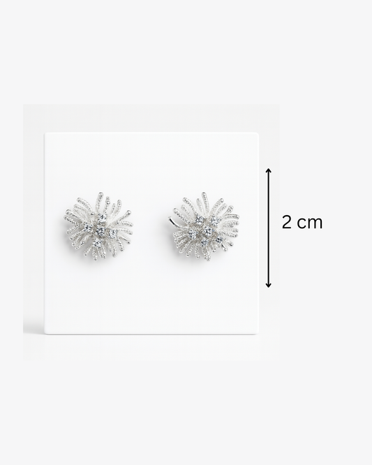 Silver star earrings with pearl