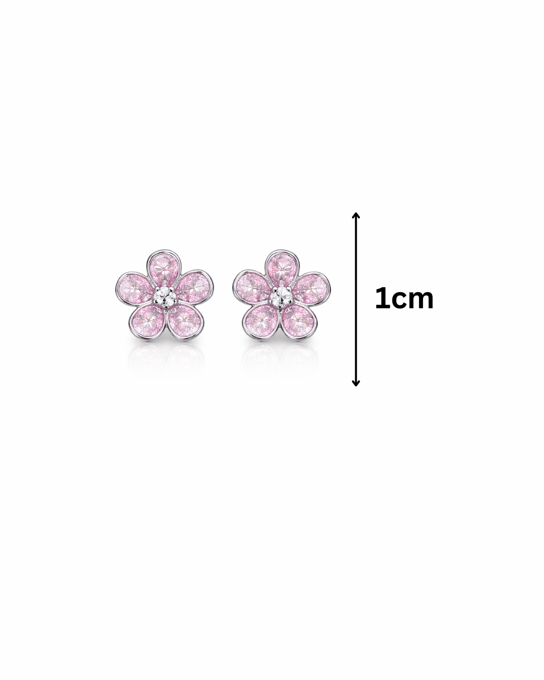 Pink crystal flower studs