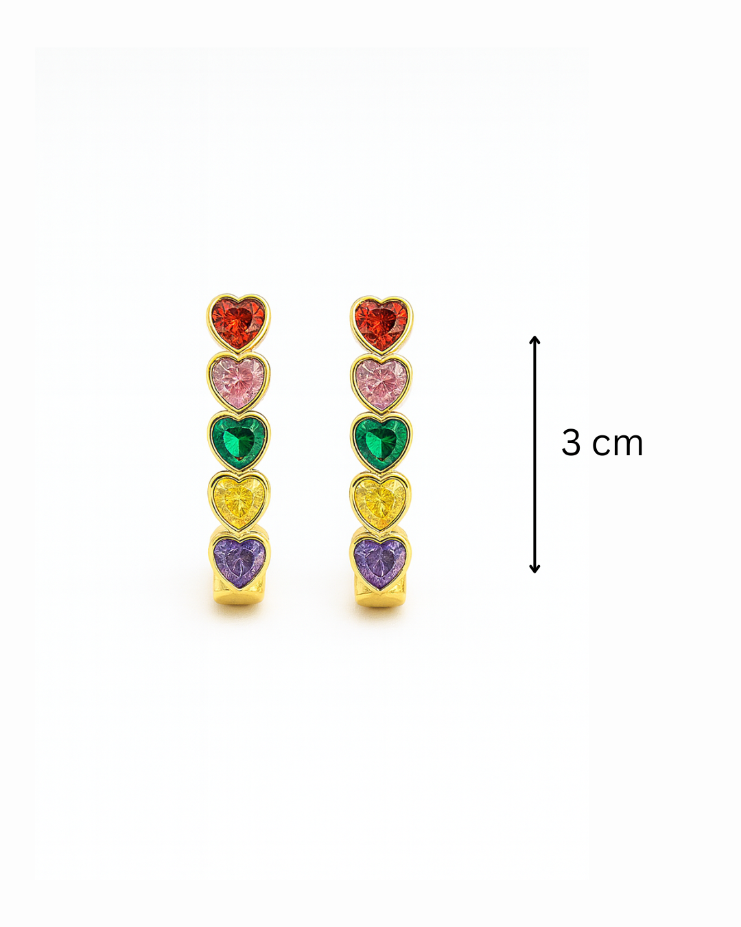 Multi colour heart hoops - Anti Tarnish