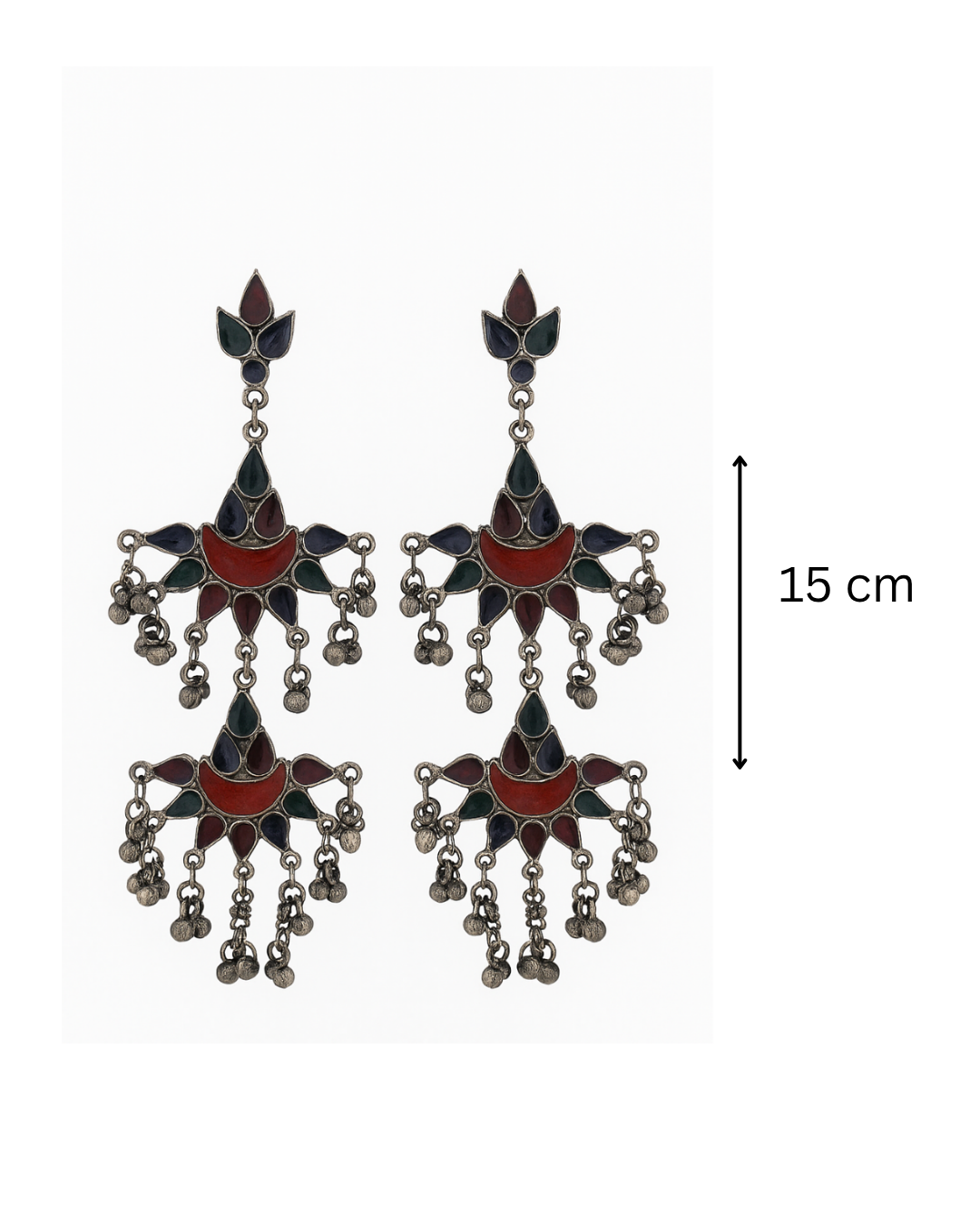 Multi colour Multi layer chandbali long danglers