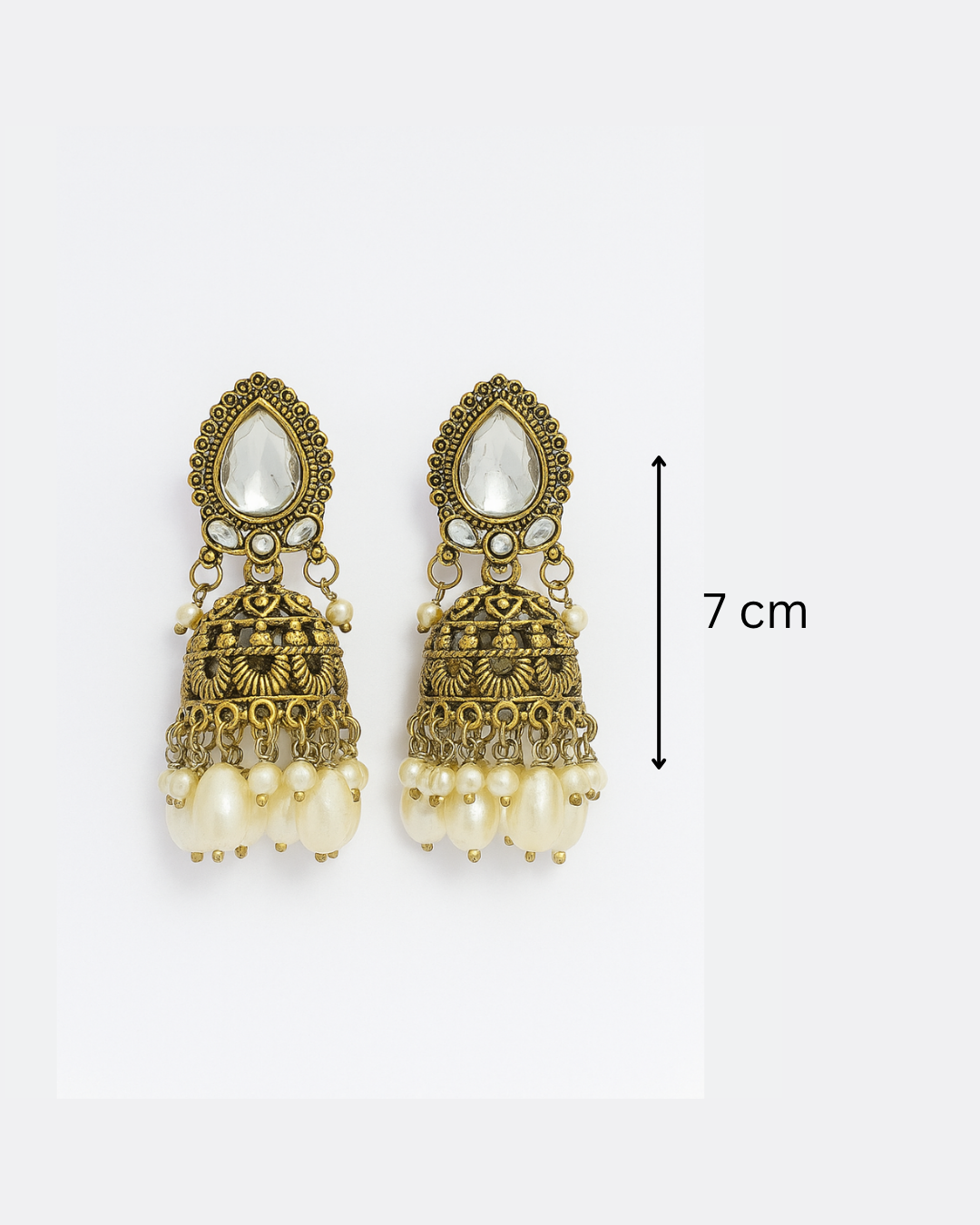 Golden tone kundan jhumka