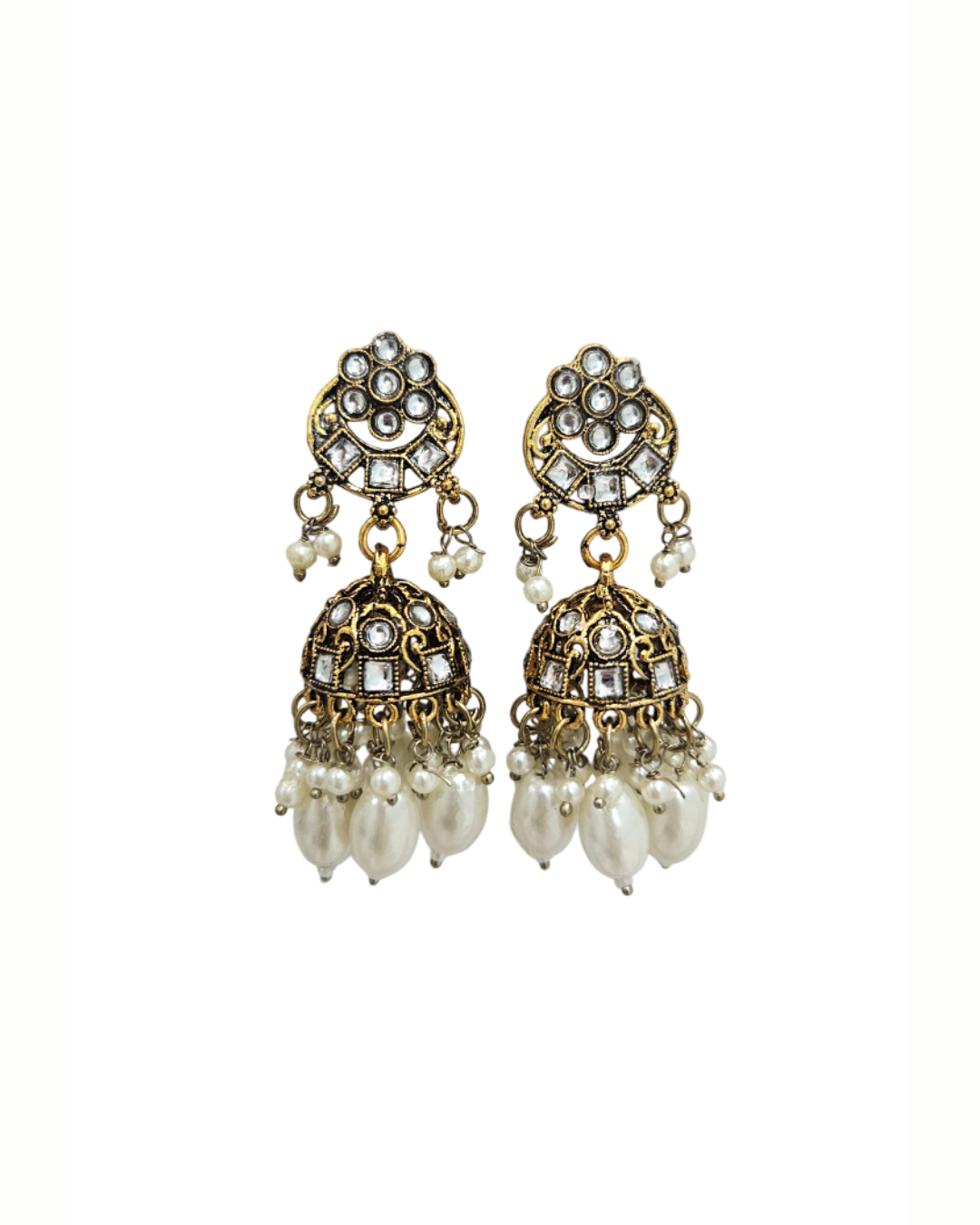 Golden tone kundan jhumka