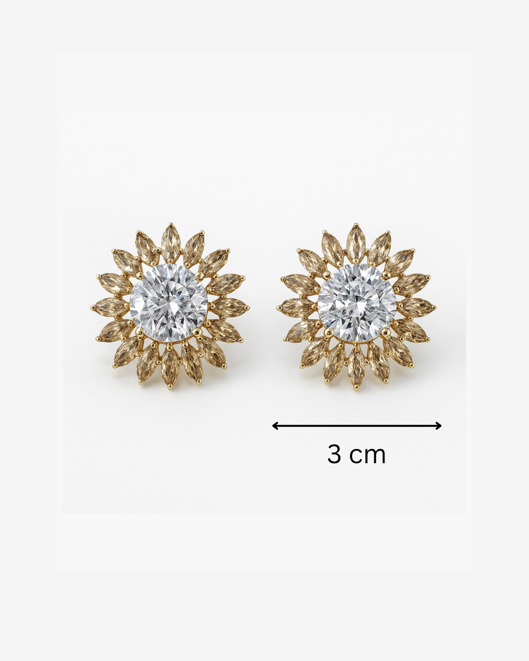 Stone floral studs champagne colour