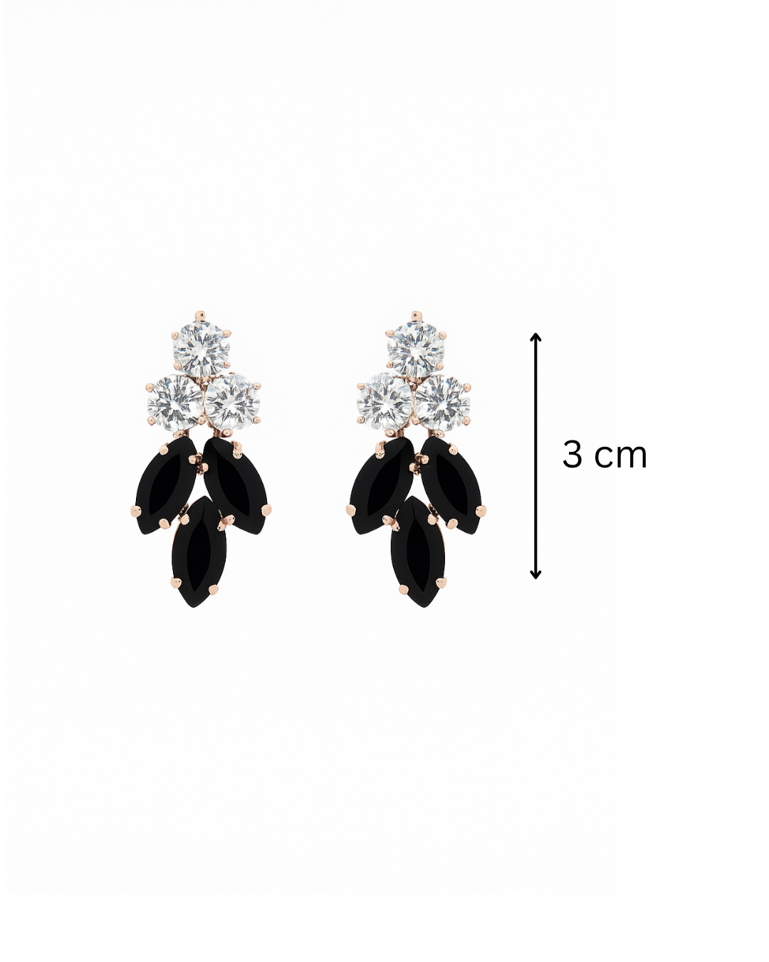 Petal studs in black stone