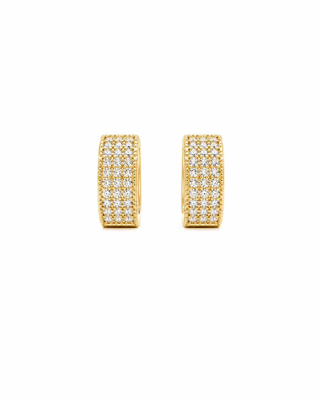 Golden diamond studed squircle hoops