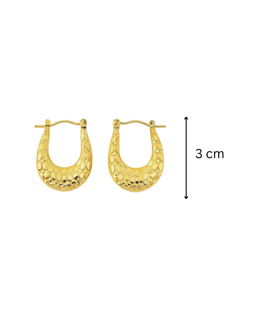 Golden oval textured hoops - Anti tarnish