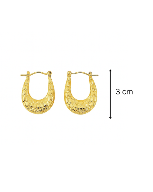Golden oval textured hoops - Anti tarnish