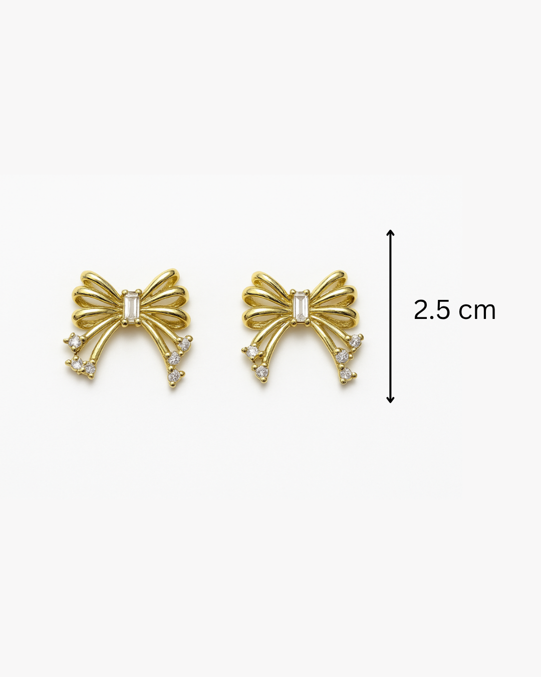 Bow studs with stone - Anti tarnish