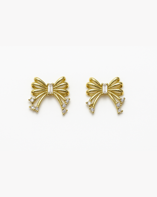 Bow studs with stone - Anti tarnish