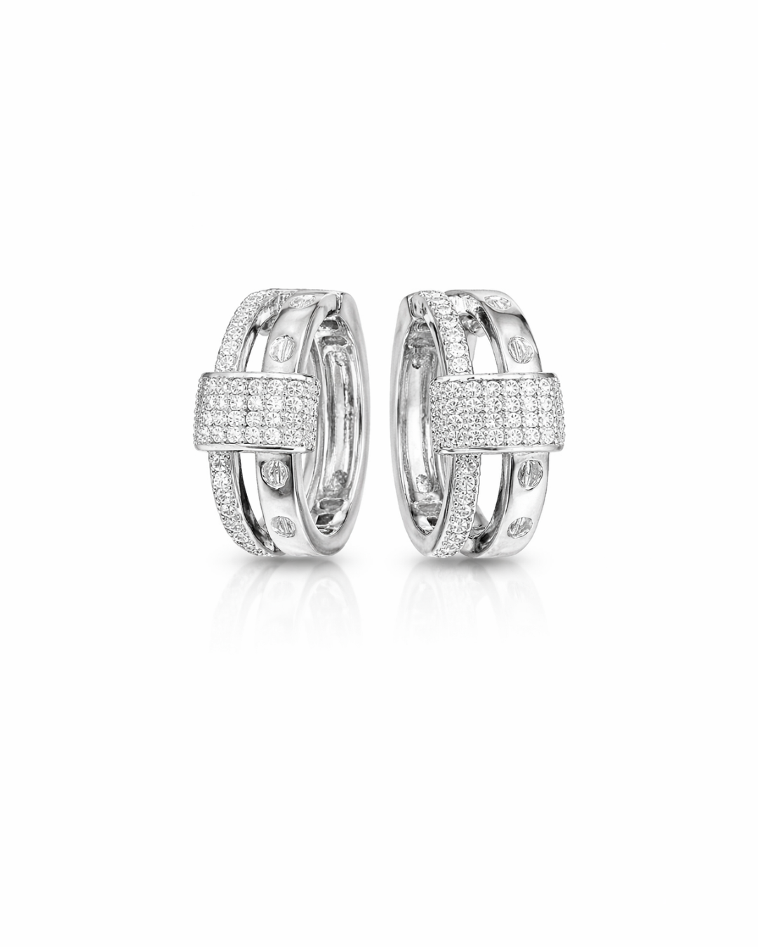 Silver statement hoops