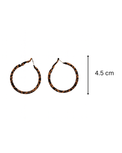 Brown animal print hoops