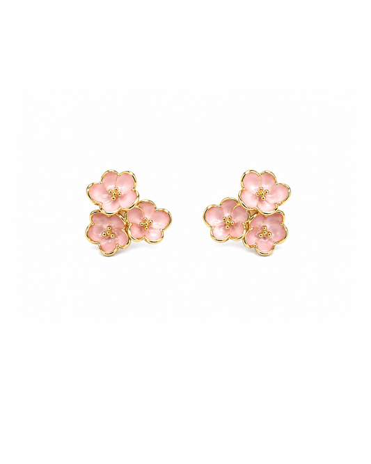 Peach resin flower studs