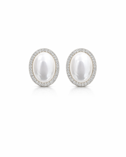 Pearl studs with stones
