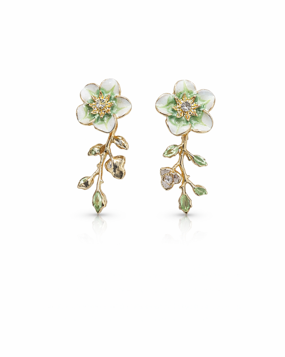 Sage green flower studs