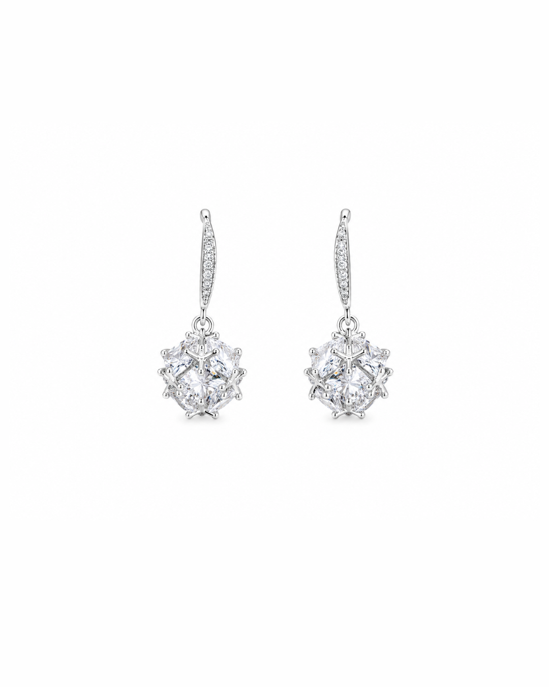 Silver hoop with crystal balls