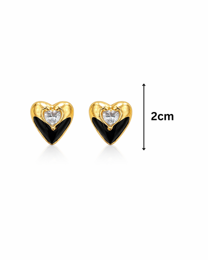 Golden and black heart studs