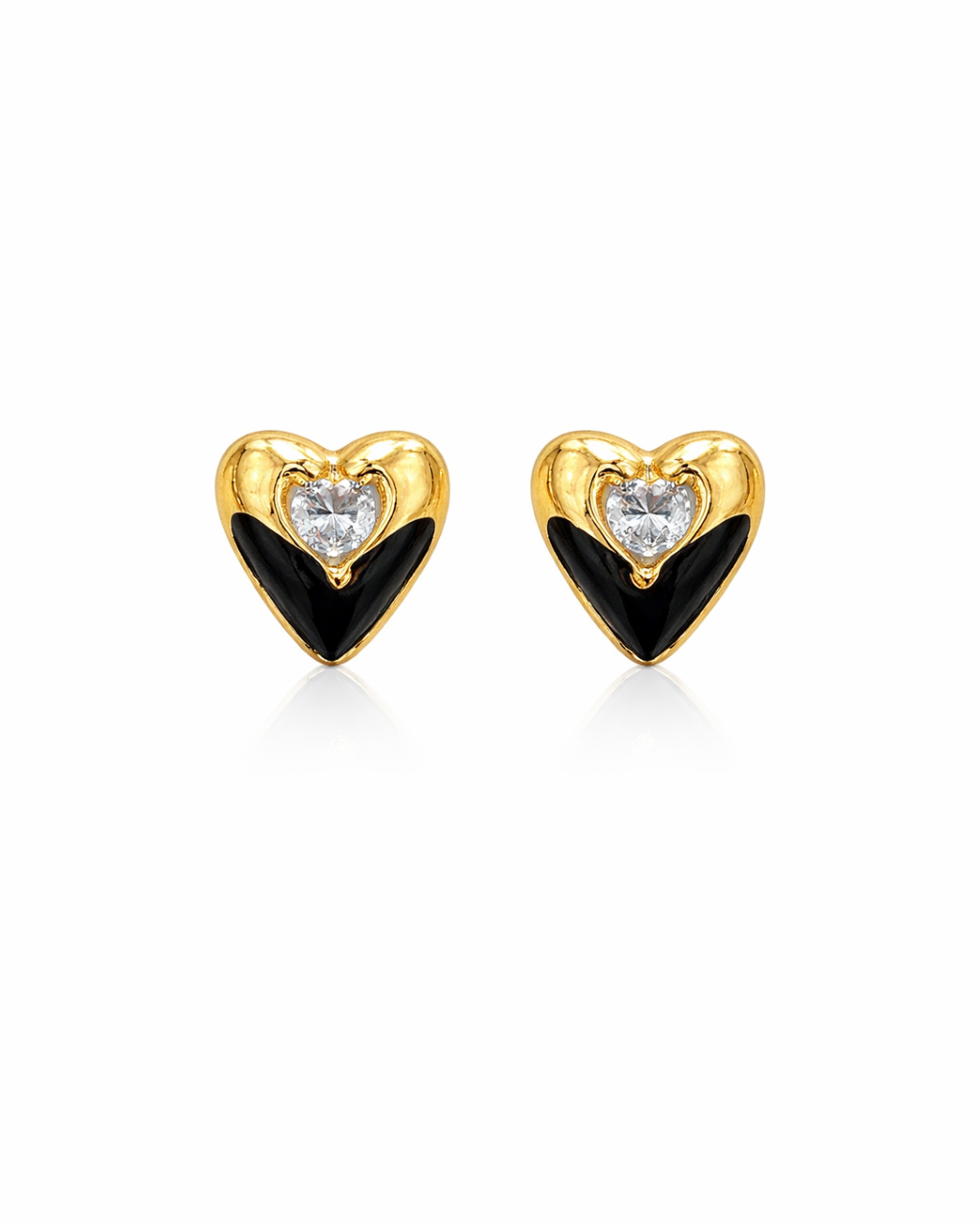 Golden and black heart studs