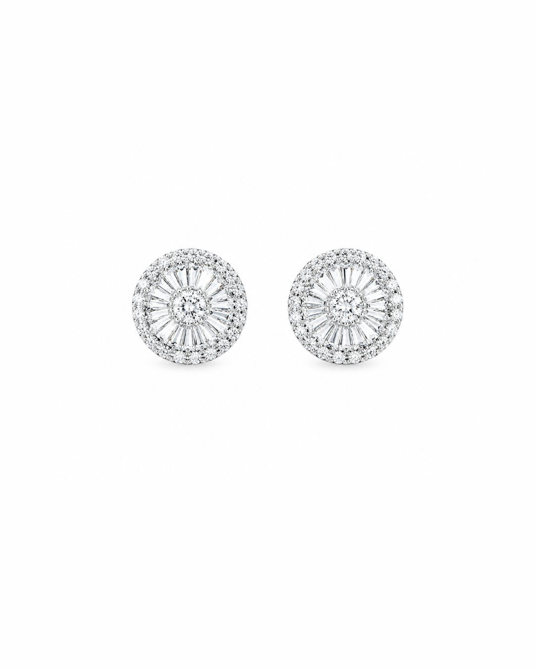 Silver flower diamond studs