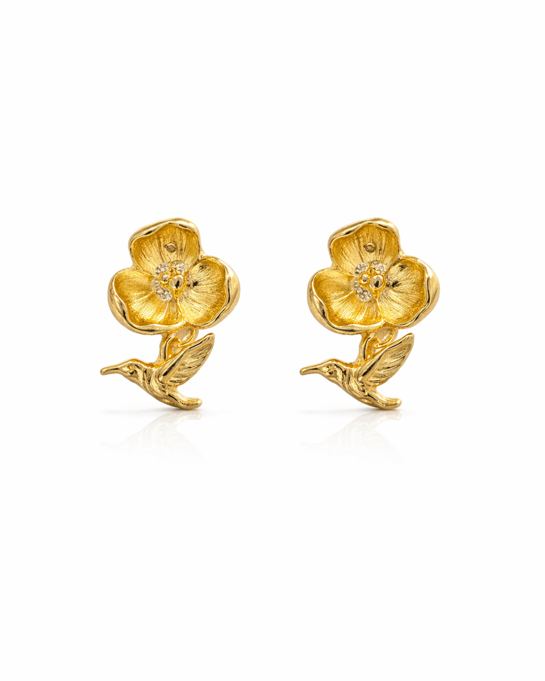 Golden flower with bird