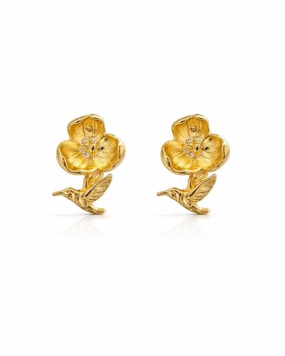 Golden flower with bird