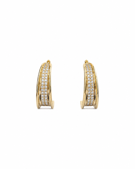 Golden diamond studed hoops