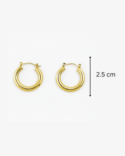 Round textured Hoops - Anti Tarnish