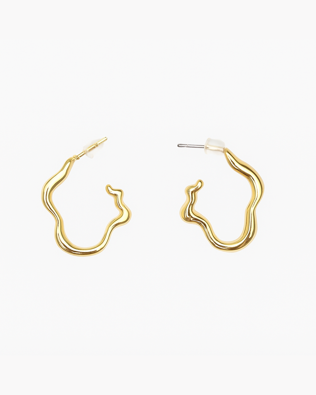 Golden wavy hoops - Anti tarnish
