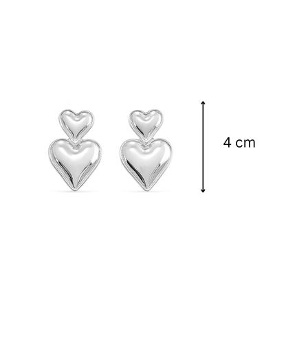 Silver double hearts earrings