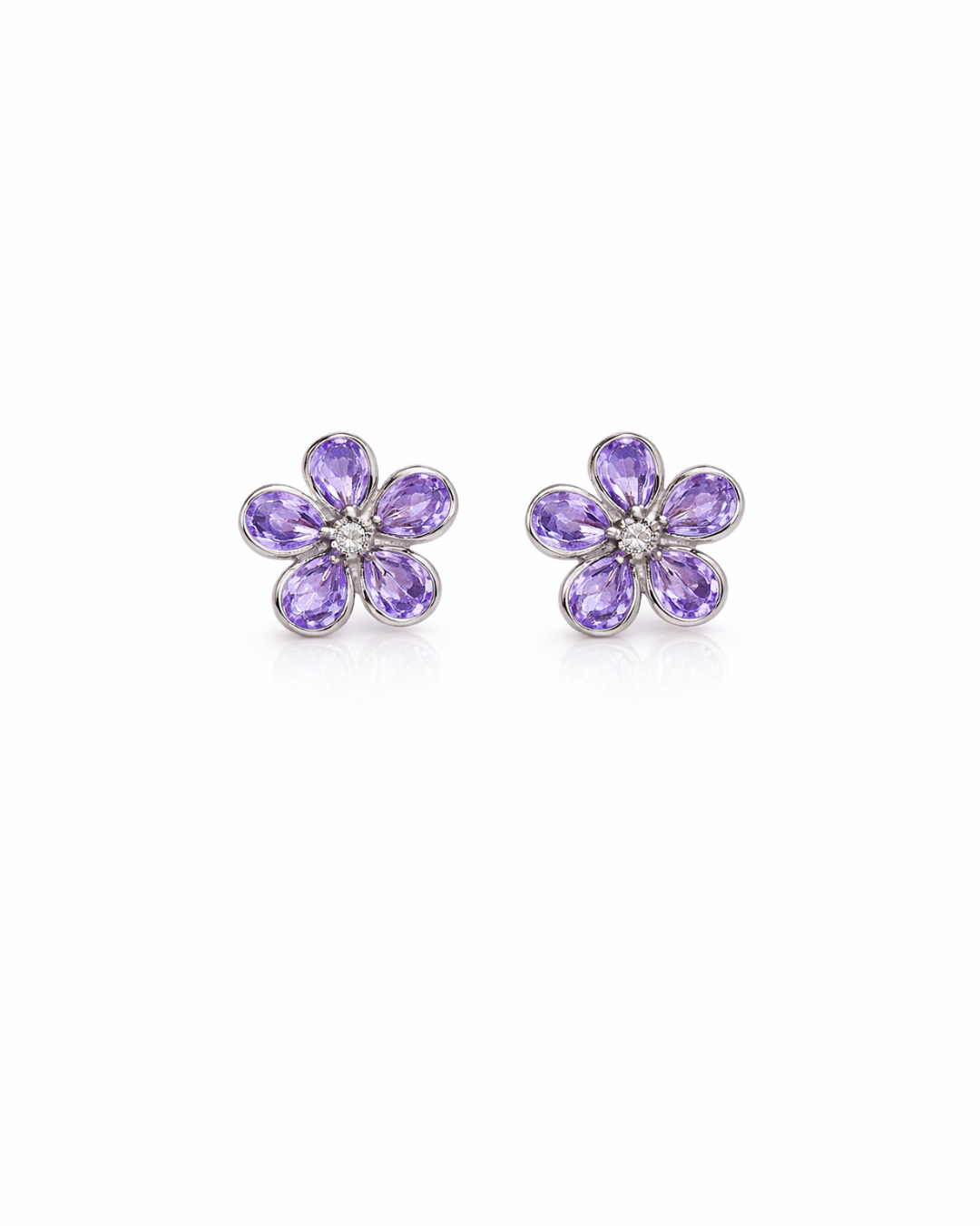 Purple crystal flower studs