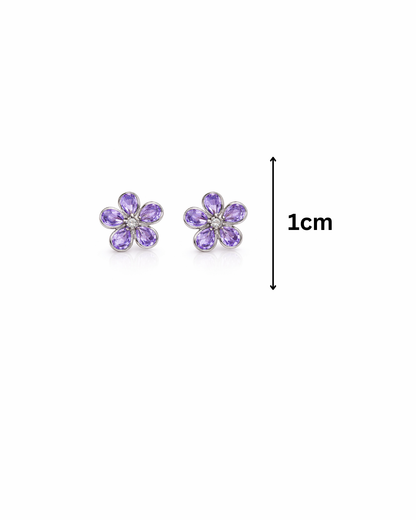 Purple crystal flower studs
