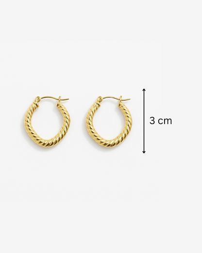 Golden stripped hoops - Anti tarnish