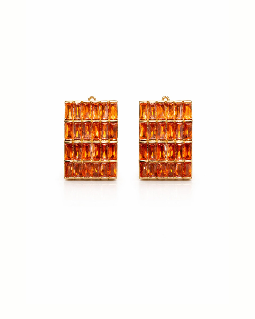 Orange crystal hoops