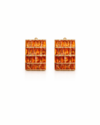 Orange crystal hoops