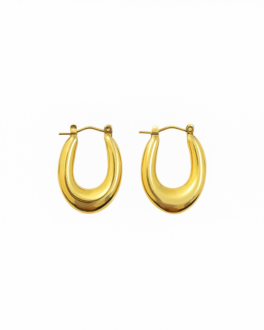 Golden oval hoops - Anti tarnish