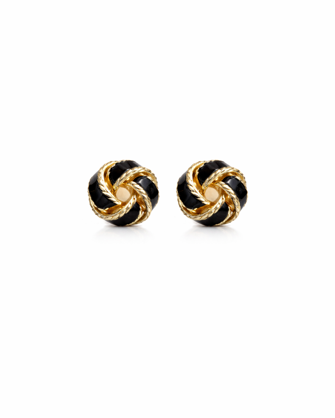 Golden and black button studs