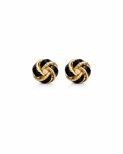 Golden and black button studs