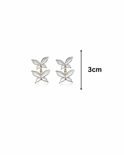 Double butterfly white studs