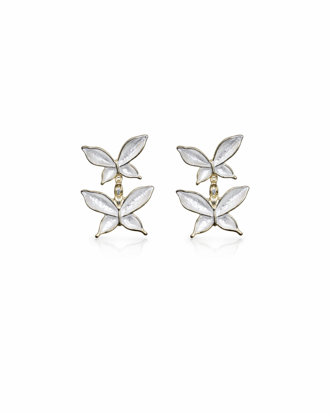 Double butterfly white studs